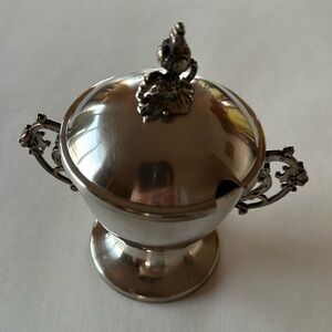 Silver Plated Vintage Sugar Bowl with Spoon and Lid
